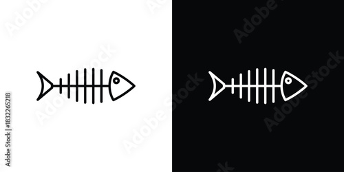 Fishbone icon line drawing clipart symbol. Vector illustration