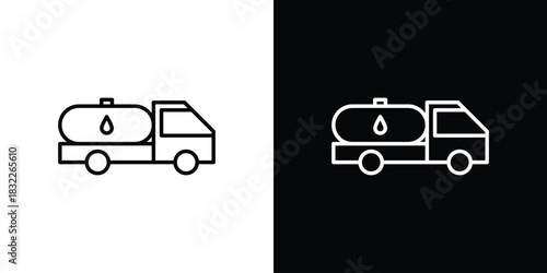 Fuel truck icon line drawing clipart symbol. Vector illustration