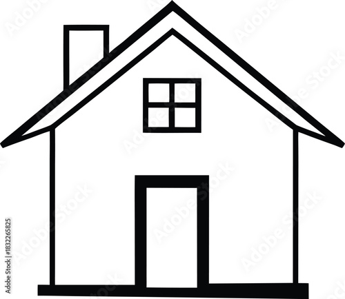 Simple house outline icon for home and real estate designs. isolated on transparent background