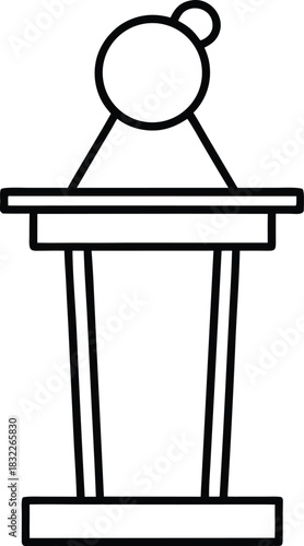 Podium with microphone line icon vector design graphic isolated on transparent background