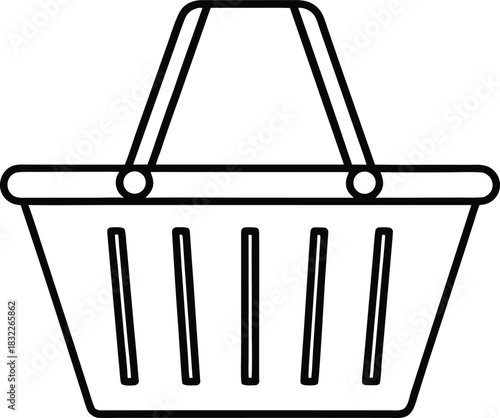 Outline shopping basket icon for web and app design isolated on transparent background