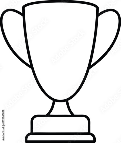 Minimalist outline trophy icon representing victory isolated on transparent background