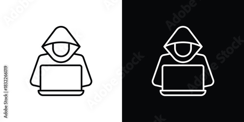 Hacker icon line drawing clipart symbol. Vector illustration