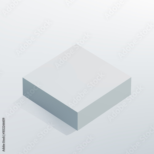 3D minimal podium platform on grey gradient background with soft shadows