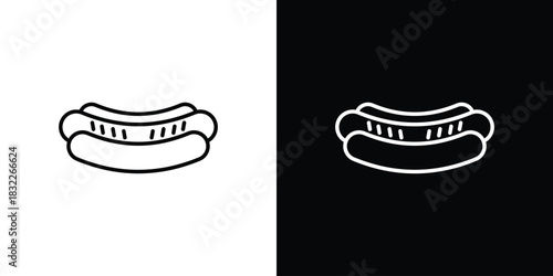 Hot dog icon line drawing clipart symbol. Vector illustration