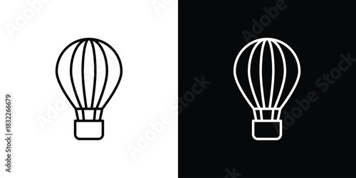 Hot air balloon icon line drawing clipart symbol. Vector illustration