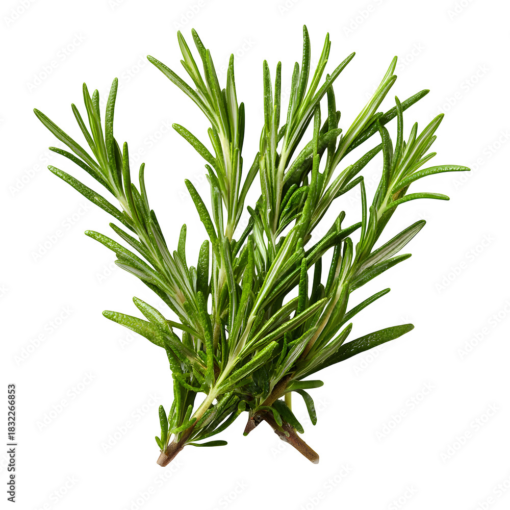 Fototapeta premium Rosemary sprig on black background on white background