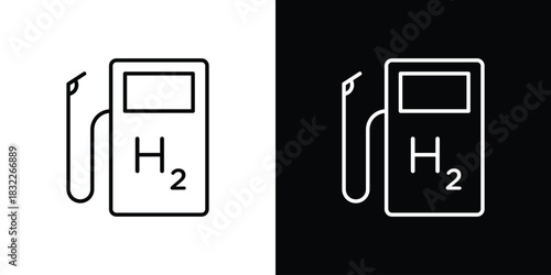 hydrogen fuel pump icon line drawing clipart symbol. Vector illustration