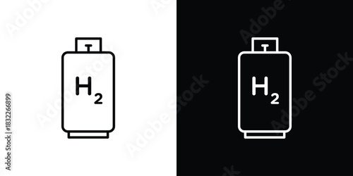 Hydrogen gas tank icon line drawing clipart symbol. Vector illustration