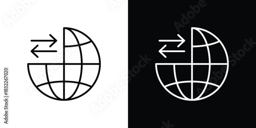 Import and export icon line drawing clipart symbol. Vector illustration