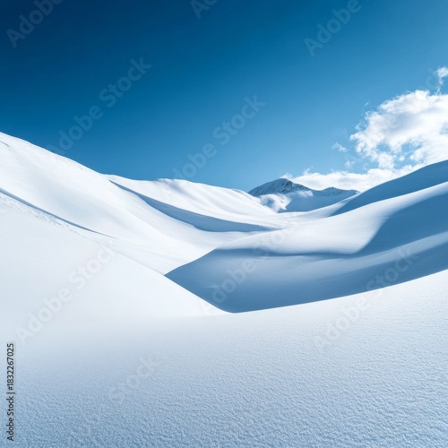 Snowscape Serenity Blue Sky Over White Powder Mountains, Winter , Landscape