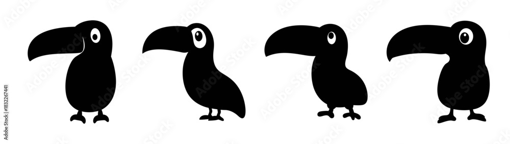 Fototapeta premium Black bird illustration vector graphic design toucan bird cartoon bird silhouette bird art drawing vector