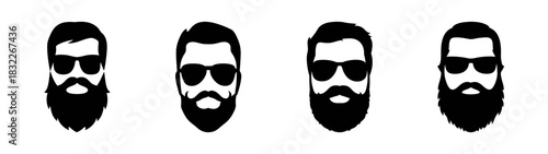 Beard styles guide vector illustration for barbershop logo design and hipster fashion trends art