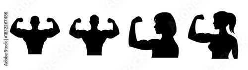 Strong women empowerment silhouette vector illustration fitness motivation and gym workout concept