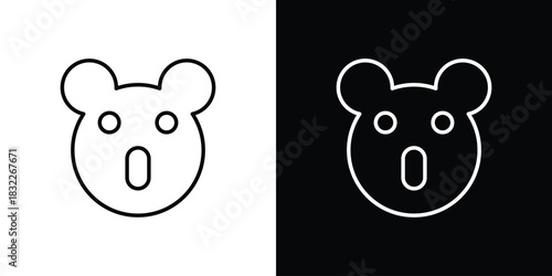 Koala head icon line drawing clipart symbol. Vector illustration