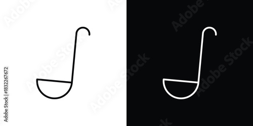 Ladle icon line drawing clipart symbol. Vector illustration