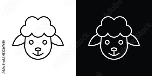 Lamb icon line drawing clipart symbol. Vector illustration