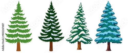 Evergreen Pine Tree Set — Winter Snow Fir Forest Collection for Christmas and Holiday Design
