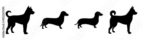 Silhouette illustration of doberman pinscher dogs standing and walking vector art design graphic