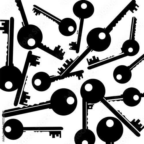 Black and white key pattern secure access lock and key design for background and wallpaper illustration