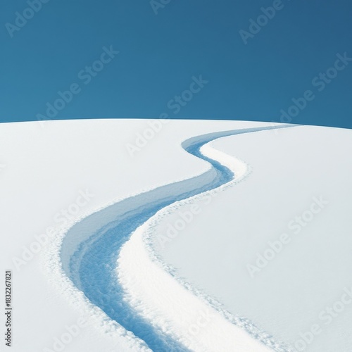 Snowy Path Under Blue Sky,Winter , Minimalism