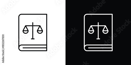 Law book icon line drawing clipart symbol. Vector illustration