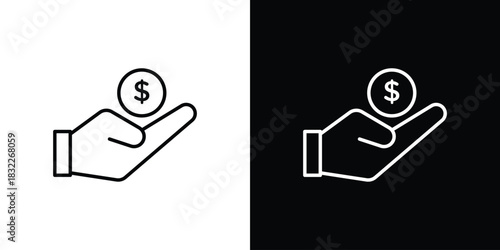 loan icon line drawing clipart symbol. Vector illustration