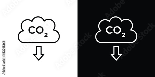 Low carbon dioxide icon line drawing clipart symbol. Vector illustration