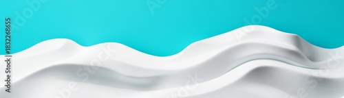 White Textured Waves on Teal Background, Minimalist , Abstract art