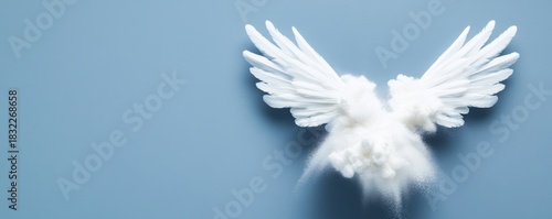 White Wings with Powder Explosion on Blue, Angel, Freedom