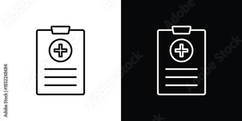 Medical history icon line drawing clipart symbol. Vector illustration
