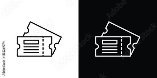 Movie ticket icon line drawing clipart symbol. Vector illustration