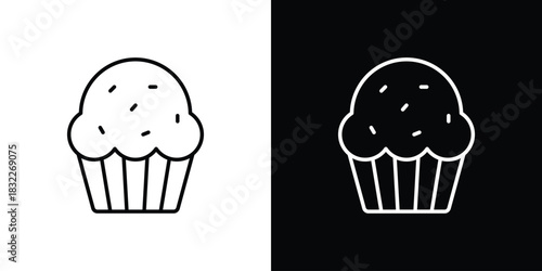 Muffin icon line drawing clipart symbol. Vector illustration