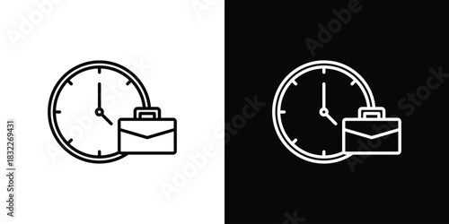 Office time icon line drawing clipart symbol. Vector illustration