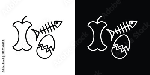 Organic waste icon line drawing clipart symbol. Vector illustration