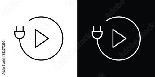 Plug and play icon line drawing clipart symbol. Vector illustration