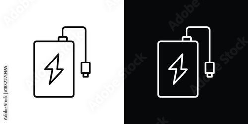 Power bank icon line drawing clipart symbol. Vector illustration