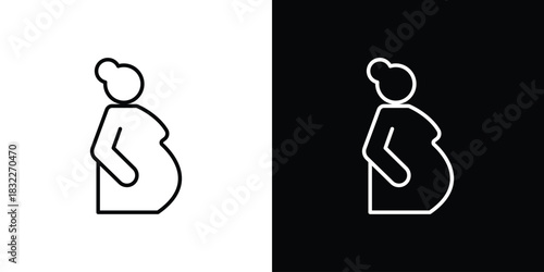 Pregnant woman icon line drawing clipart symbol. Vector illustration