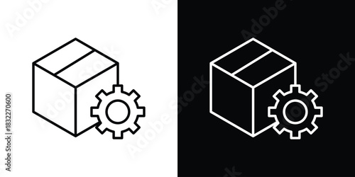 Product management icon line drawing clipart symbol. Vector illustration