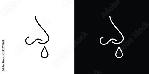 Runny nose icon line drawing clipart symbol. Vector illustration