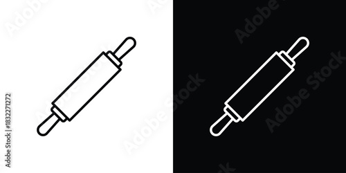 Rolling pin icon line drawing clipart symbol. Vector illustration