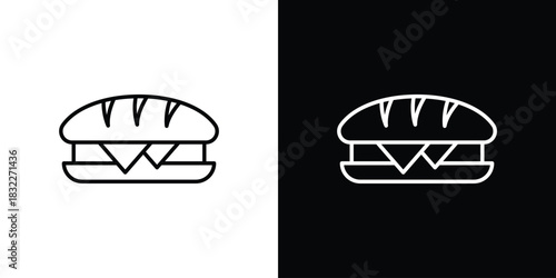 Sandwich icon line drawing clipart symbol. Vector illustration
