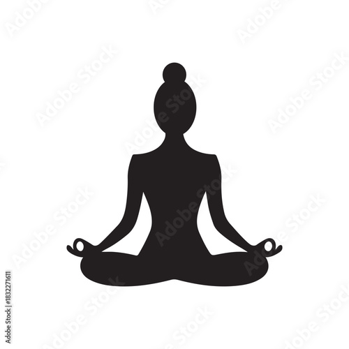 Meditation Pose Silhouette – Minimalist Yoga Figure Icon for Wellness and Mindfulness Designs