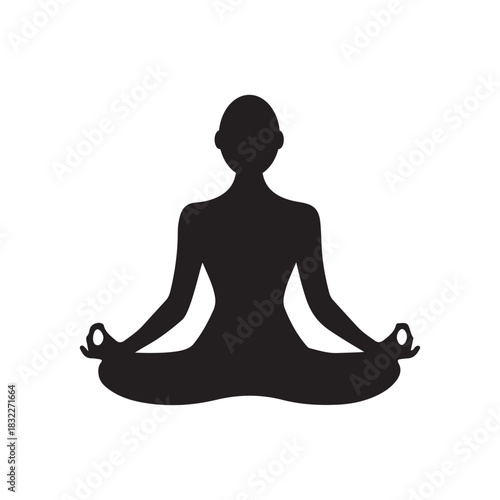 Meditation Pose Silhouette – Minimalist Yoga Figure Icon for Wellness and Mindfulness Designs