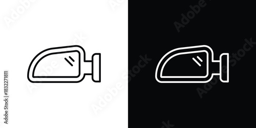 Side mirror icon line drawing clipart symbol. Vector illustration