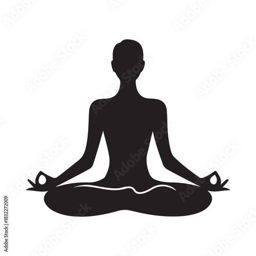 Meditation Pose Silhouette – Minimalist Yoga Figure Icon for Wellness and Mindfulness Designs