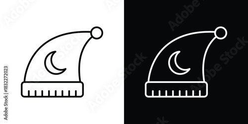 Sleeping Hat icon line drawing clipart symbol. Vector illustration