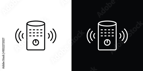 Smart speaker icon line drawing clipart symbol. Vector illustration