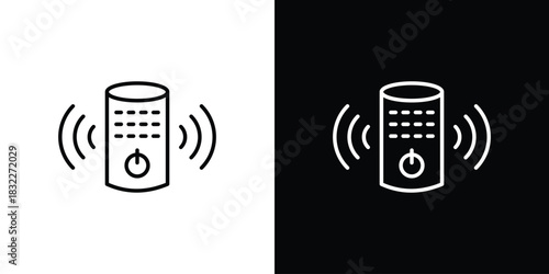 Smart speaker icon line drawing clipart symbol. Vector illustration