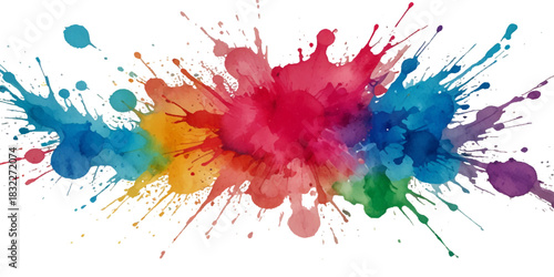 colorful rainbow holi paint color powder splash explosion isolated in transparent background